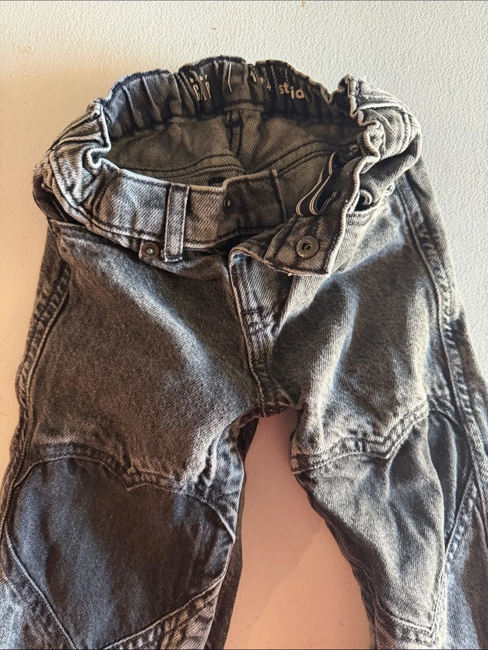 GAP Black Washed Relaxed Jeans with Heart Knee Patches